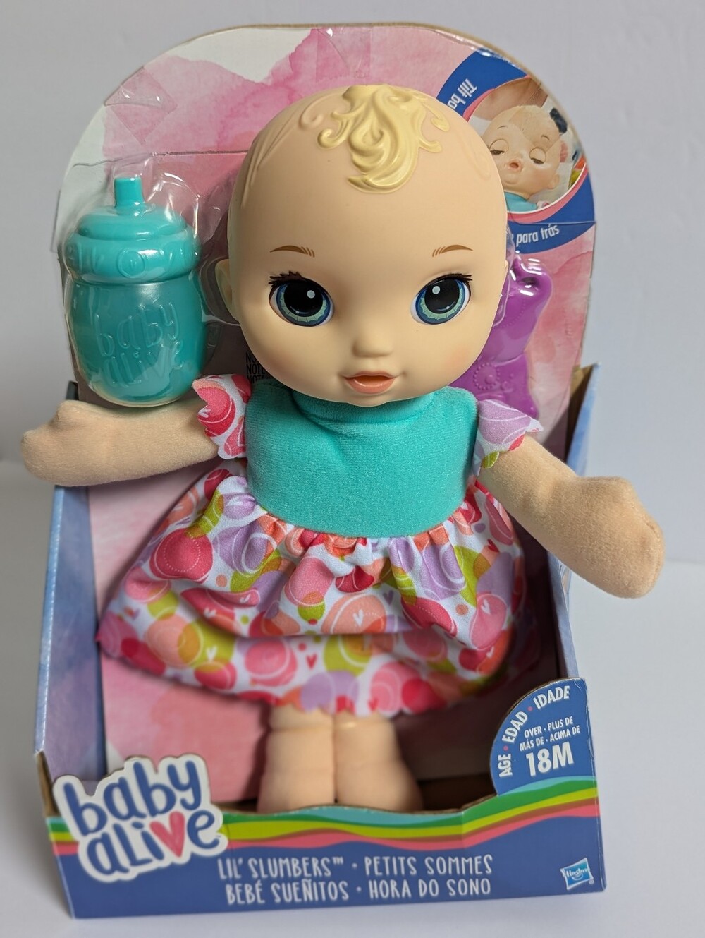 NIB Baby Alive Lil Slumbers Blonde Baby Doll Toy Set Bottle Teething Ring 2016